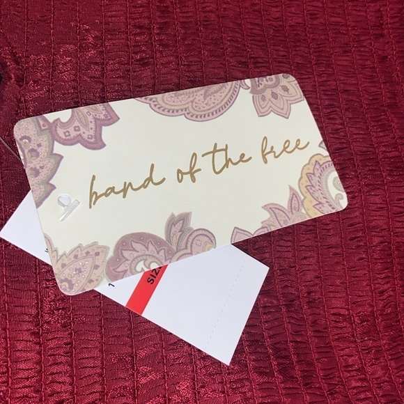 NWT Band of the Free Whimsigoth Romantic Ruby Rhubarb Smocked Crop Top Size XS - Picture 7 of 9